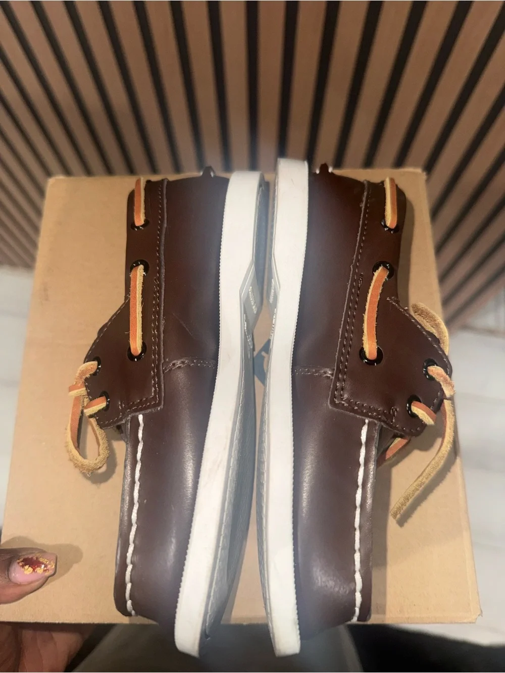 Boys Sperry Top-Sider Brown Leather Boat Shoes Classic Deck Shoes 12c